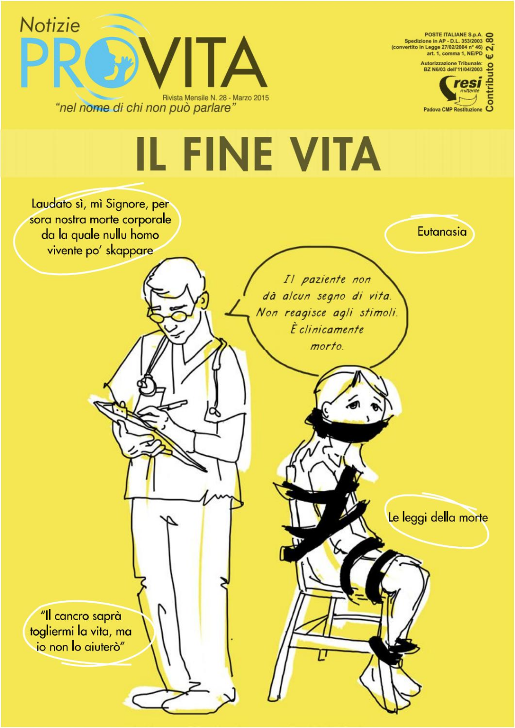 Notizie ProVita di marzo 15 parla del fine vita